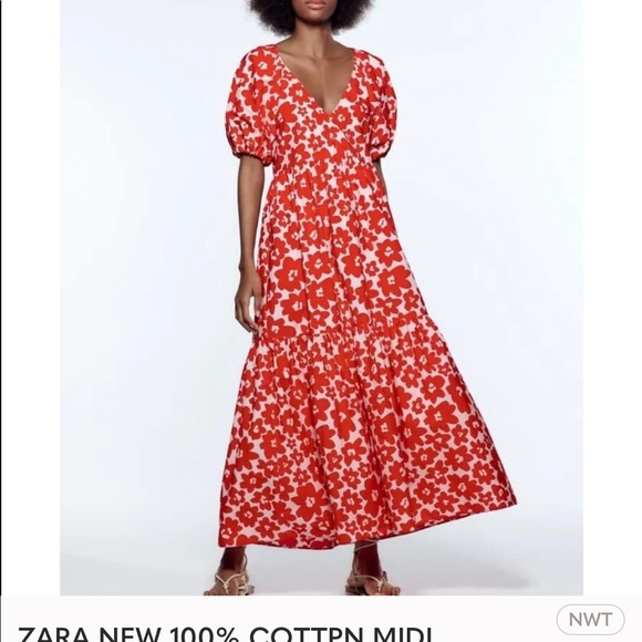 Zara printed poplin dress - Picture 5 of 10